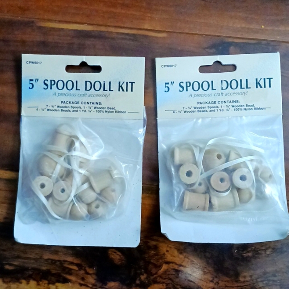 New lot of 2 craft wood 5" Spool Doll Kit